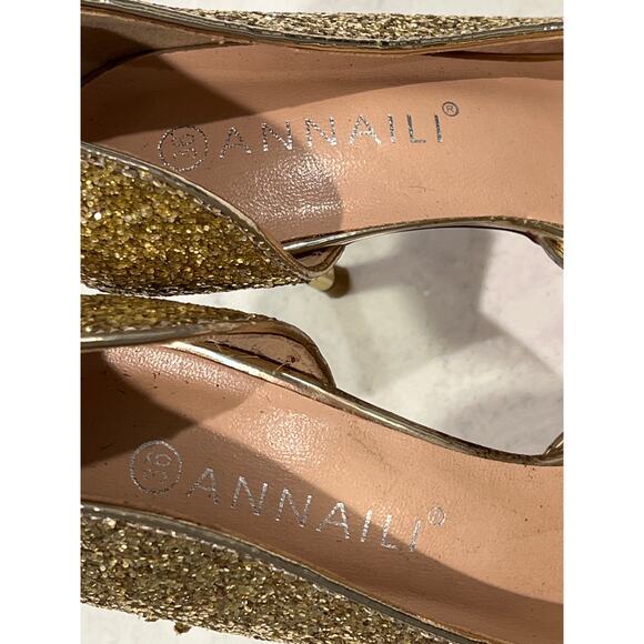 Annaili Women’s Glitters Sparkly D'Orsay Pump Stiletto Heels Size 5.5 Gold Fairy - Picture 5 of 5